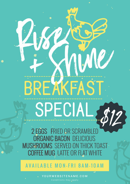 Rise and Shine Breakfast Special design with Teal background - Easil